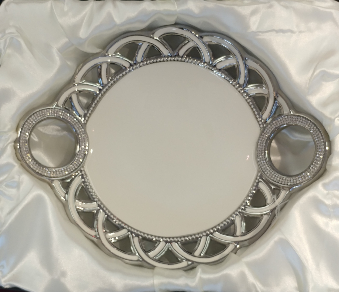 Porcelain _ Round Vase / Bowl, Decoration, etc...( NEW ) white & silver