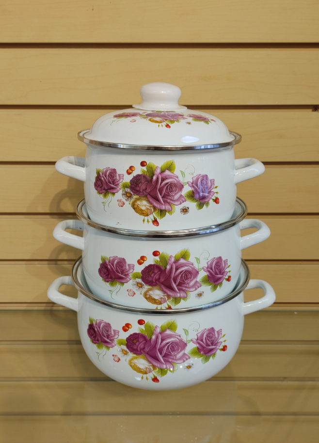 3pc Cookware / Cooking Pot set  ( NEW ) floral. 2.5qt, 3.5qt &amp;amp; 4.5qt