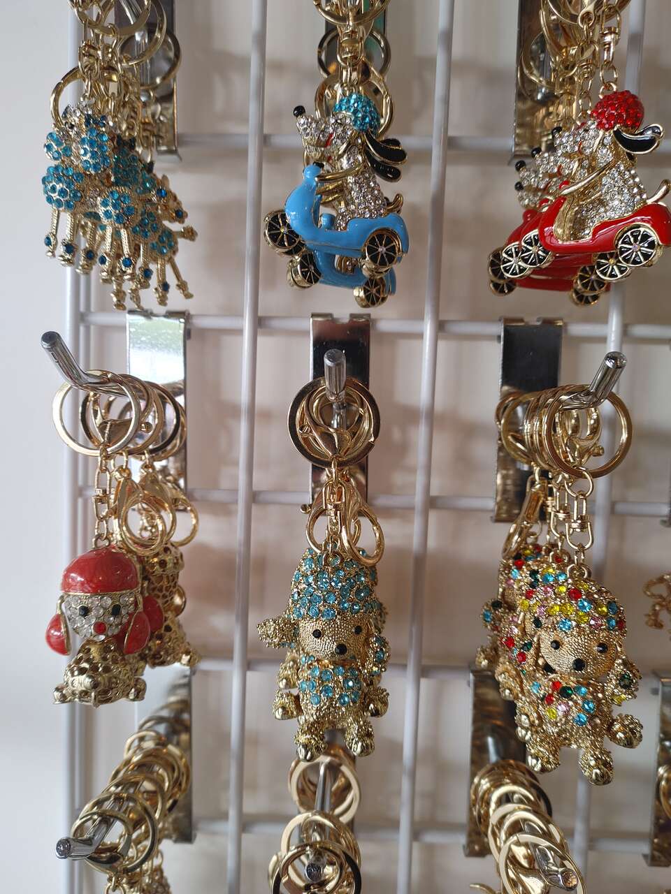 Jeweled / Rhinestone keychain_ $5 =1 ( NEW ) dog, poodle, scooter, calf, puppy, bull, goat, mouse, rooster, etc..
