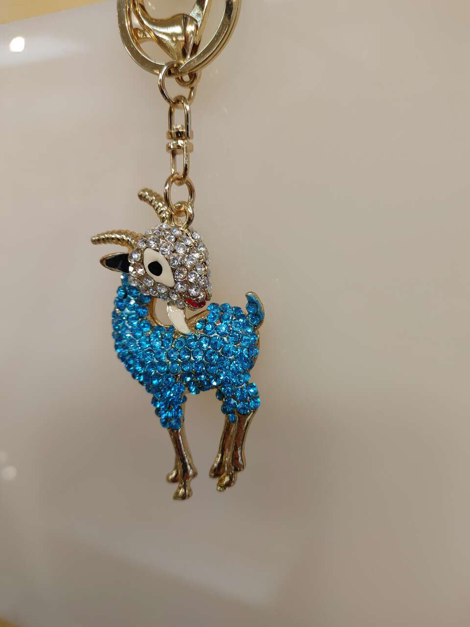 10 Jeweled / Rhinestone Mountain Goat / Goat Keychains - ( NEW ) blue / gold / silver