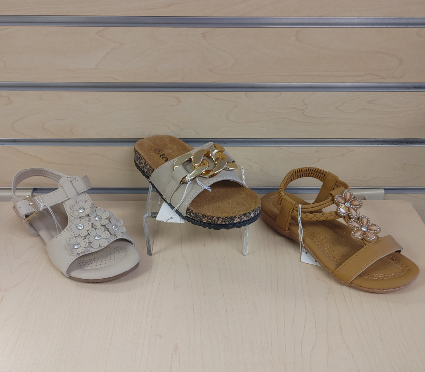 Girls Slip ons / Sandals - $14.99 = 1 pair ( NEW ) size: 10, 11, 12, 1, 2, 3, 4. Black. Tan. Beige