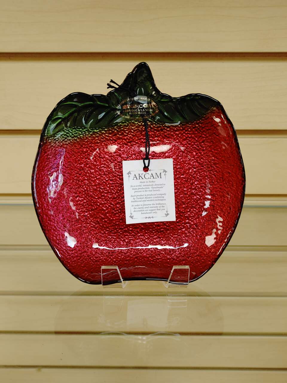 Small Apple Shape glass plate / vase - $4.99 ( NEW ) red & green