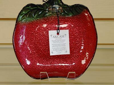 Small Apple Shape glass plate / vase - $4.99 ( NEW ) red & green