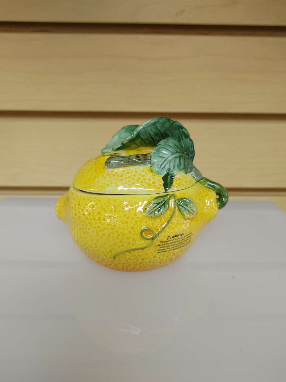 Small Ceramic Lemon shape Jar / Container ( NEW ) yellow / green