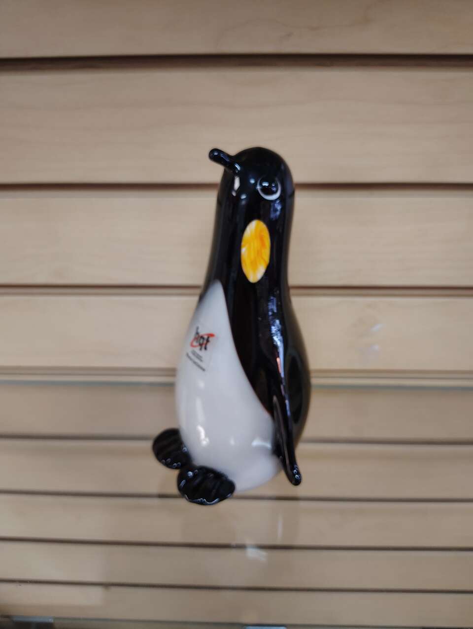 Blown Glass Penguin Figurine ( NEW ) black / white. 8 inches