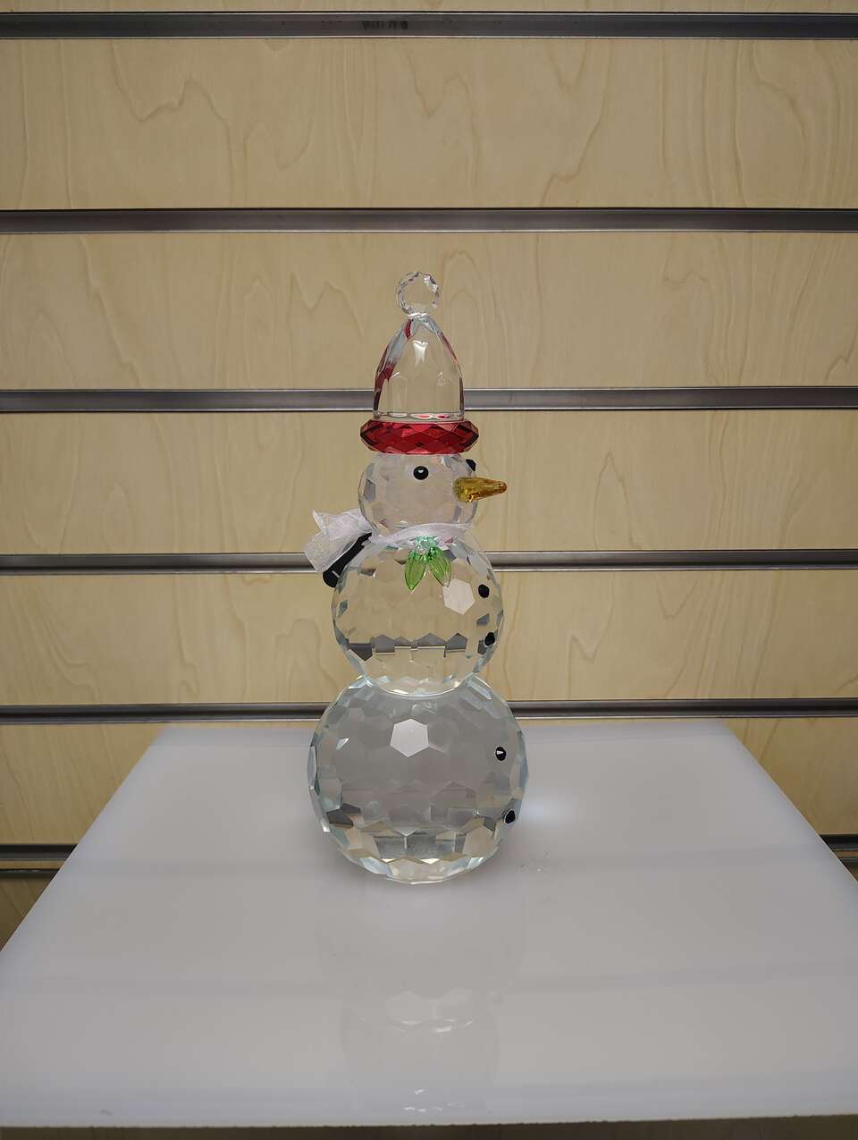 Crystal Glass Snowman Figurine - $24.99 ( NEW ) Christmas, New Year. red