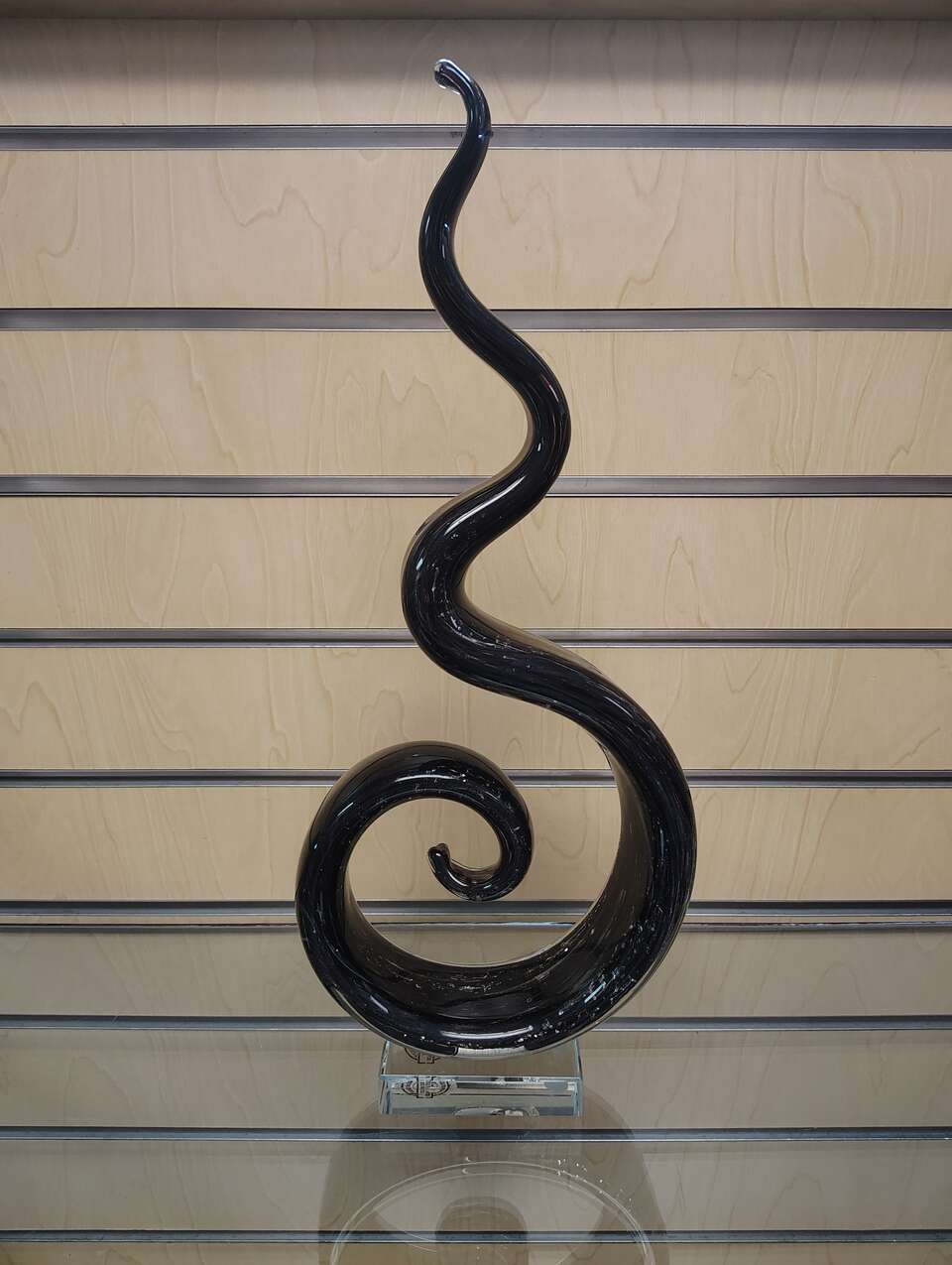 Contemporary Glass Sculpture / Figurine _ accent piece decoration - ( NEW ) black. 15 inches.