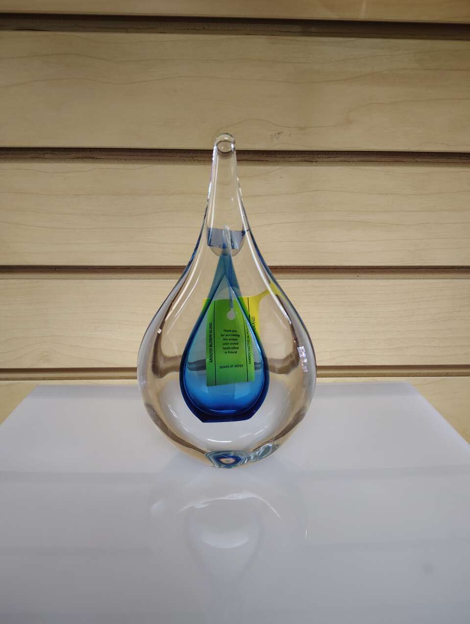 Glass Tear Drop figurine - $14.99 ( NEW ) blue. Hand made.