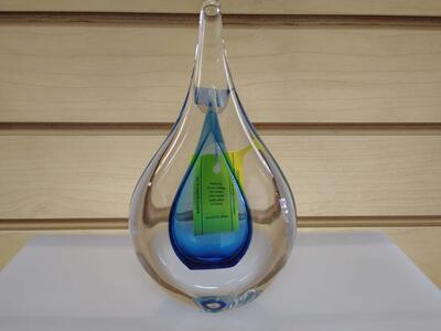 Glass Tear Drop figurine - $14.99 ( NEW ) blue. Hand made.