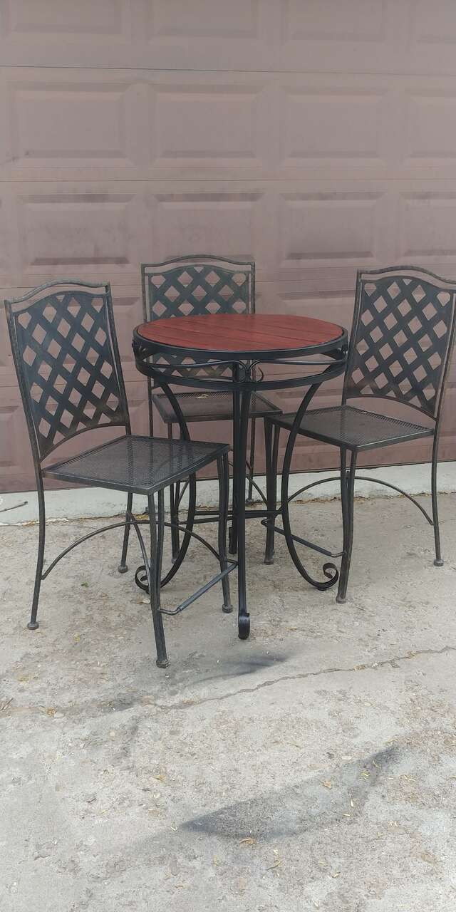 Vintage Wrought Iron Bar Height Patio Set