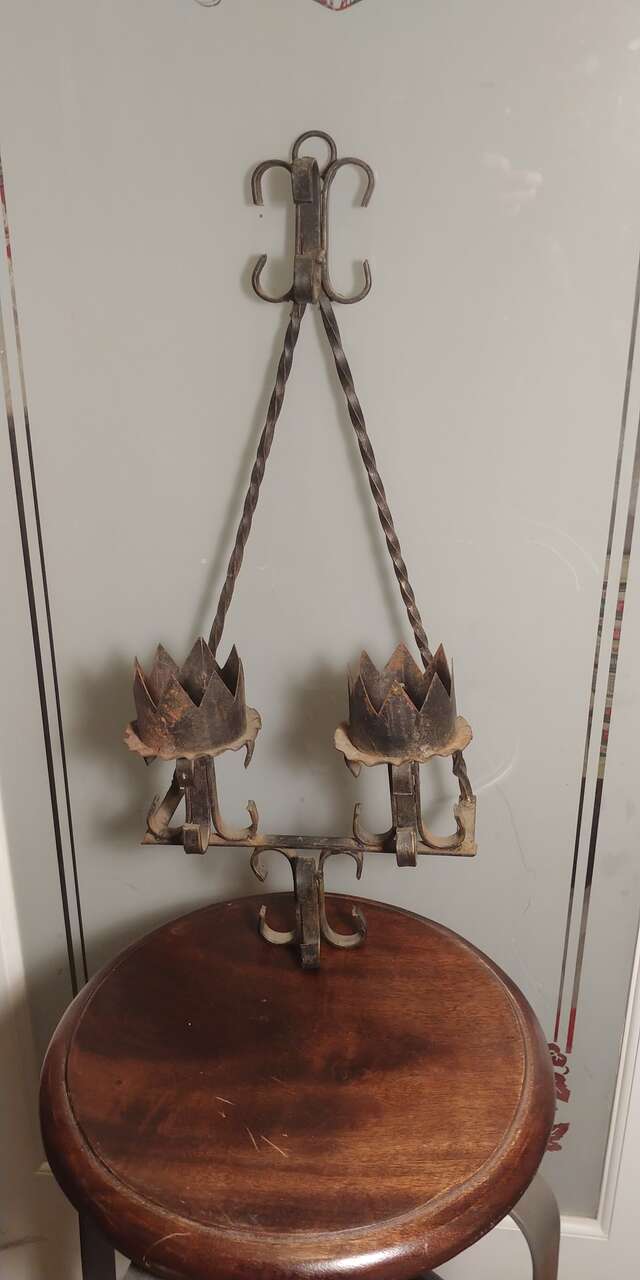 Vintage Wrought Iron Candle Holder Cool Gothic Look