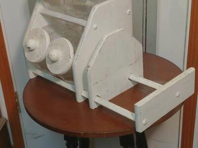 Vintage Glass Canisters With Wooden Rack And Lids