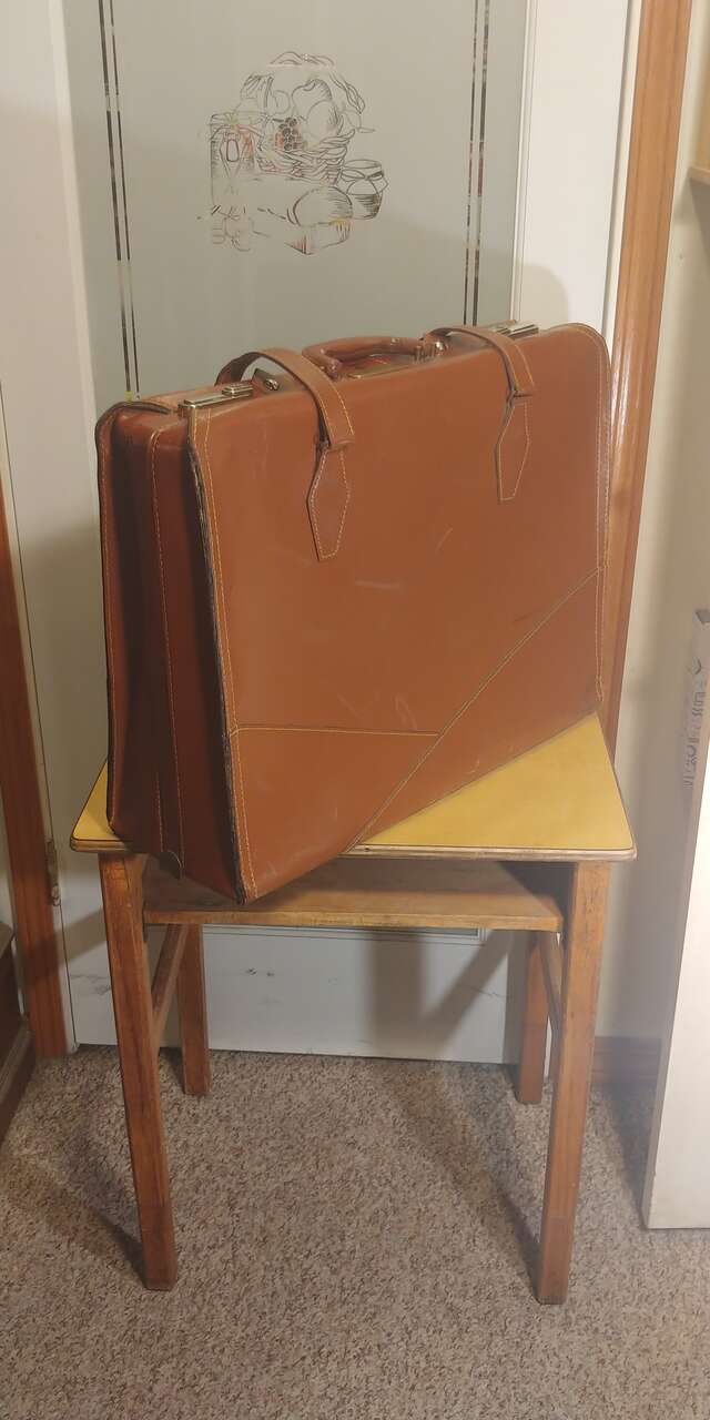 McBrine Baggage, Vintage Luggage Large Leather Suitcase