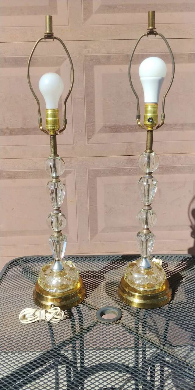 Vintage Leviton MCM Brass And Glass