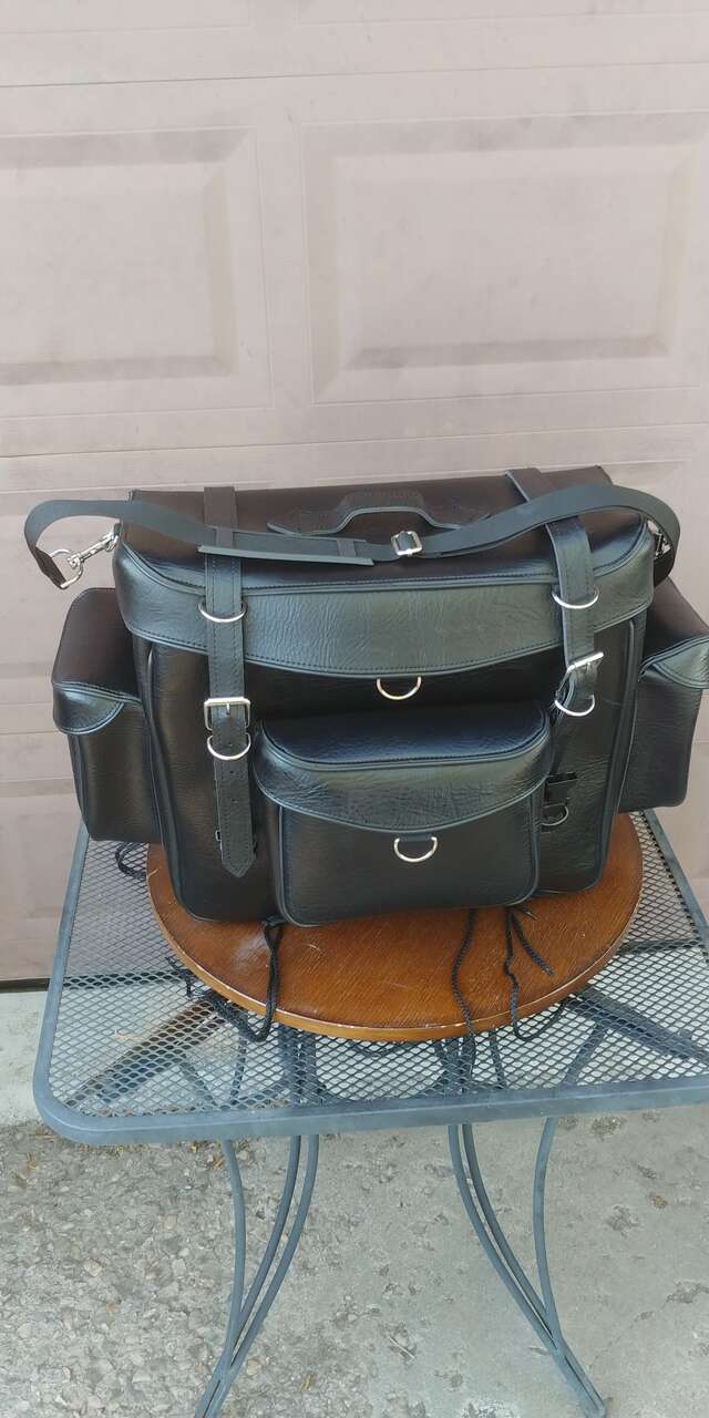 Leather Motorcycle Sissy Bar Bag, NEW