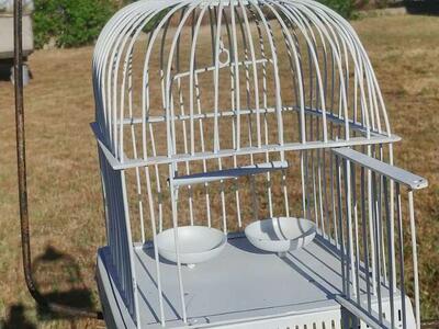 Vintage Bird Cage Brass Painted White