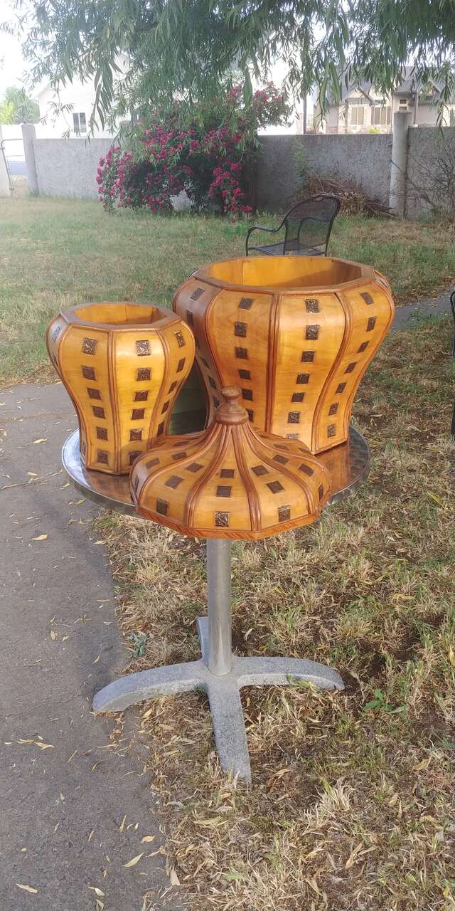 Vintage Looking Wooden Ginger Jar, Planter Decor