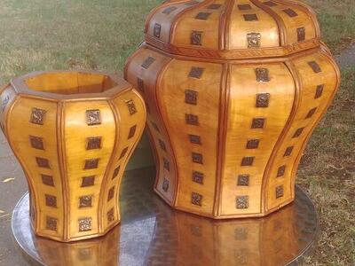 Vintage Looking Wooden Ginger Jar, Planter Decor