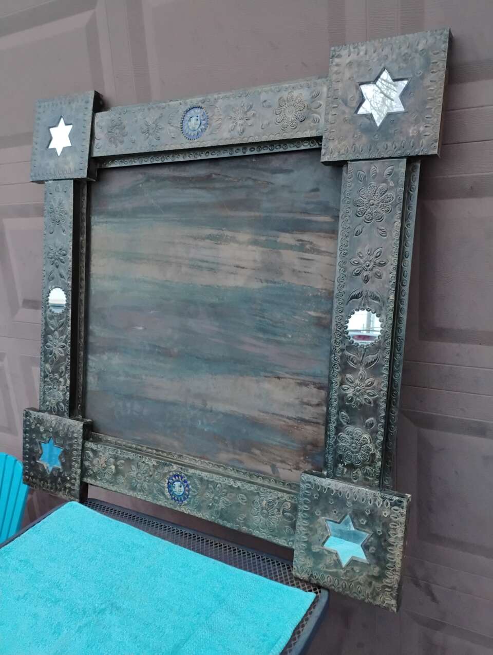 Large Metal Wall Art Embossed Tin 38.75x38.75 In