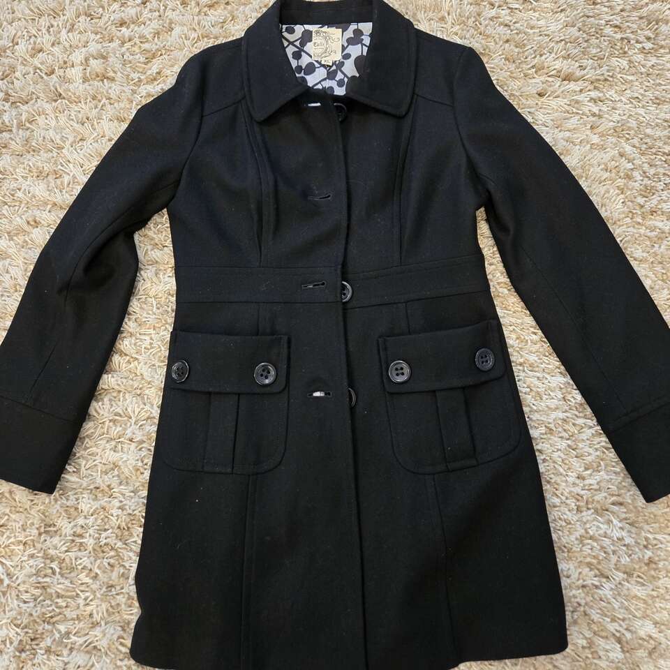 Anthropologie Tulle Black Peacoat