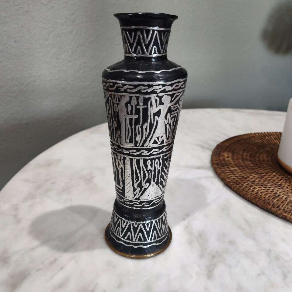 Brass hieroglyphic vase