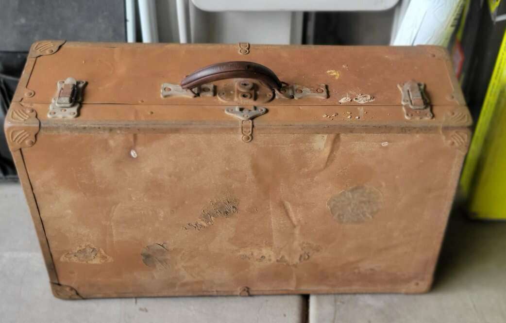 Large metal antique suitcase