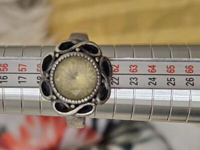 Two Tone Solid 925 Sterling Silver Ring, Sparkling