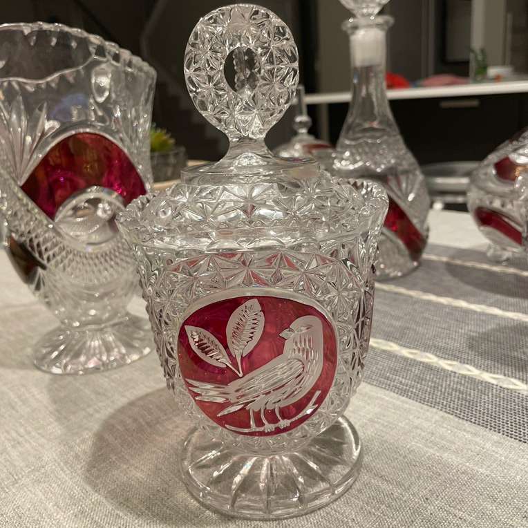 Hofbauer Red Crystal Lidded Jar
