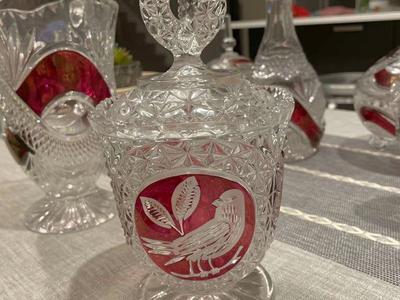 Hofbauer Red Crystal Lidded Jar