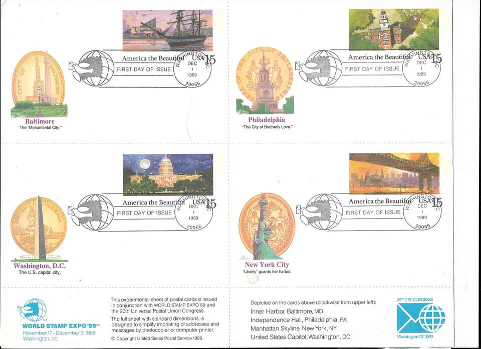 4 MINT POSTCARDS ATTACHED