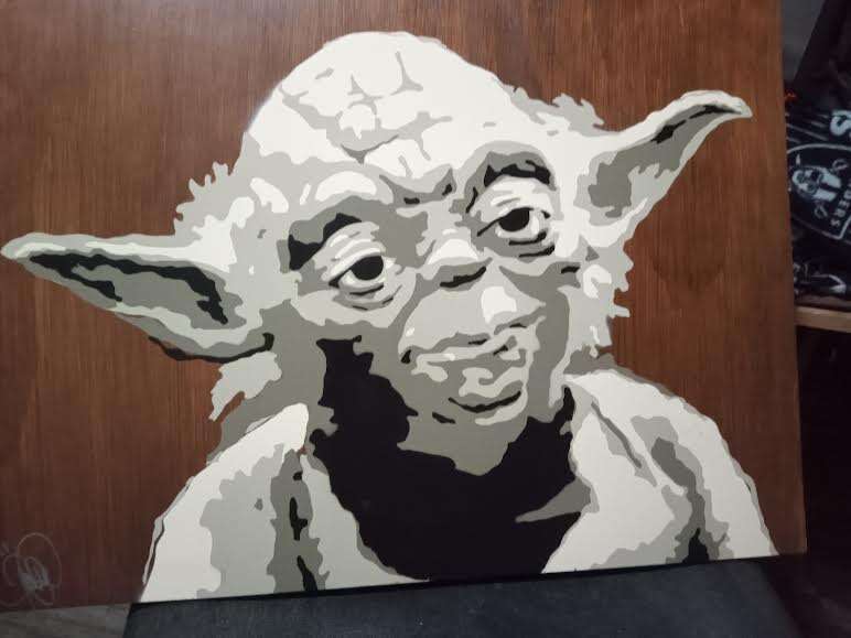 Hand Painted Yoda on Wood from Salt Lake Comic Con 2015 autographed