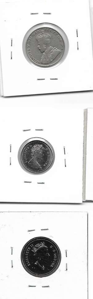 Lot of Canadian Nickels and Dimes 1924-2020