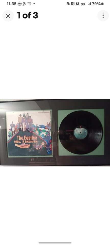 THE BEATLES YELLOW SUBMARINE VINYL FRAMED