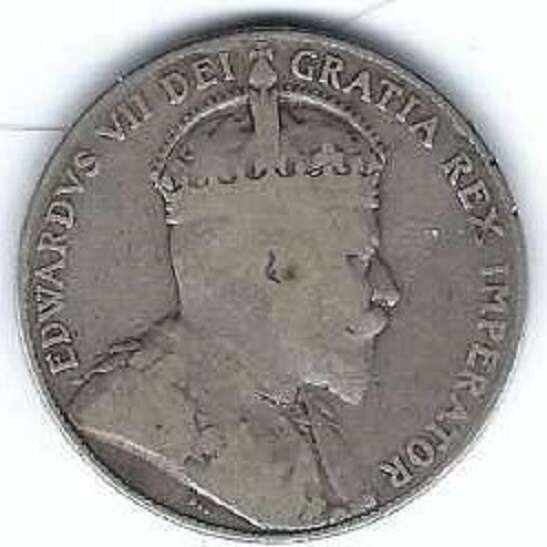 CANADA ~ 1910/1900 RARE SILVER 50 CENTS ~ EDWARD VII ~ EDWARDIAN LEAVES