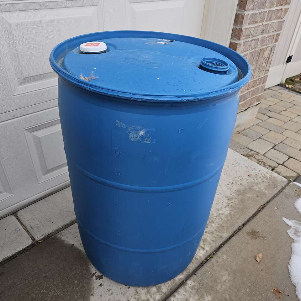 Blue 55 gallon barrel/drum, $10 each