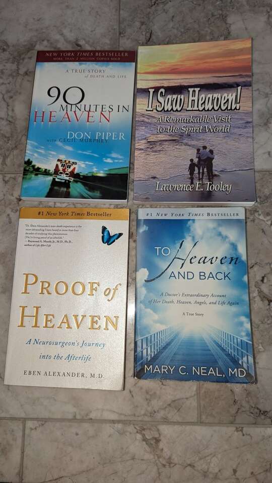 Four paperback copies of life after death books: "