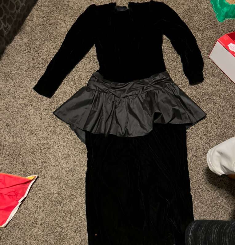 Scott McClintock Black Velvet And Satin Dress