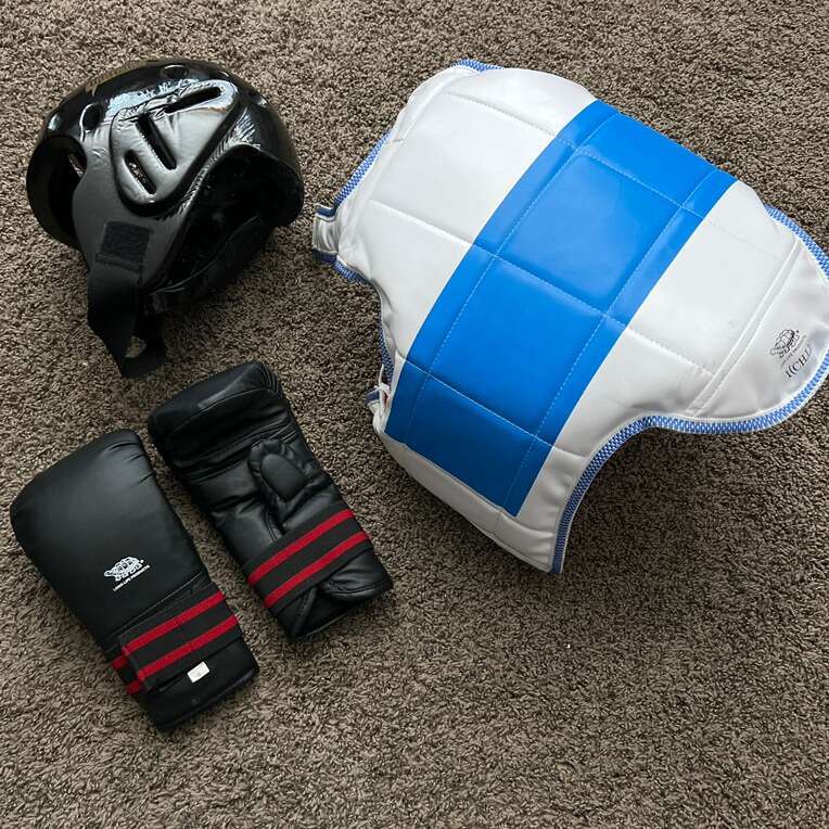 Martial arts, sparring equipment for a child