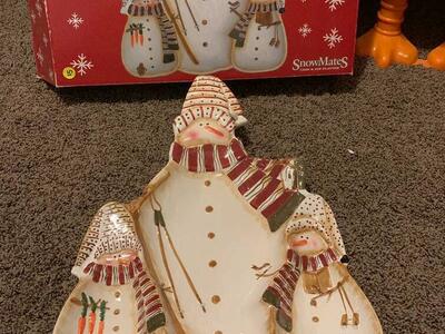Large Christmas Snow Man Plater