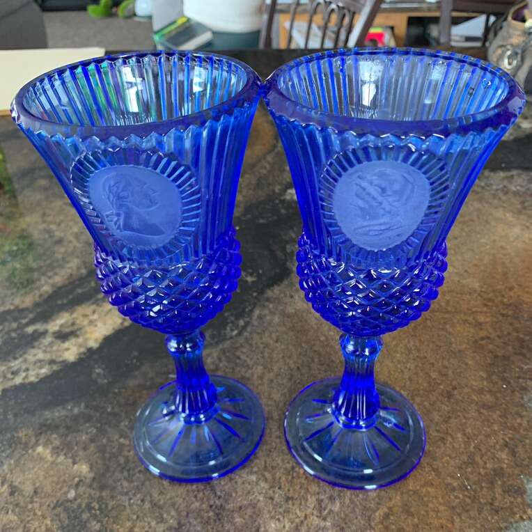 VintageAvon Fostoia Cobalt Blue Washington Goblets