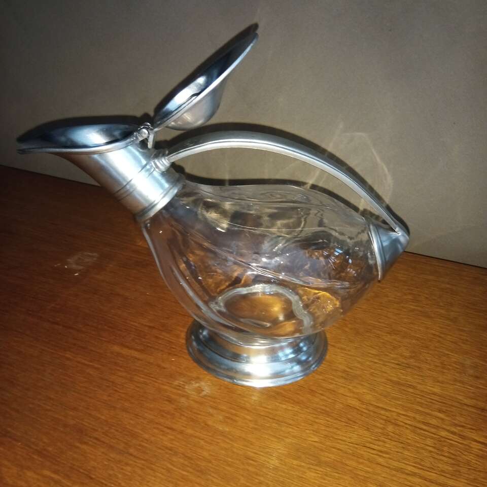 Decanter - Arte Italica Taverna (Fantasia) pewter and glass duck decanter