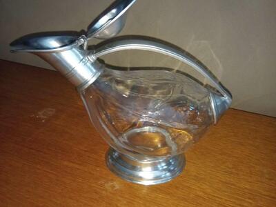 Decanter - Arte Italica Taverna (Fantasia) pewter and glass duck decanter