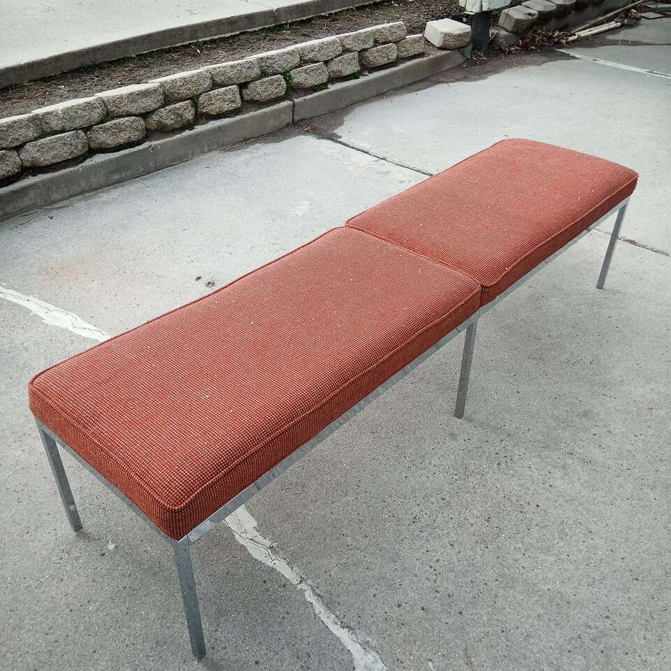 Mid Century Florence Knoll 3 seater chrome bench - REPRODUCTION