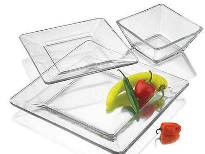 12-pc Square Clear Glass Dinnerware Set