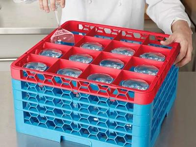 16-Compartment Glass Dishwasher Rack