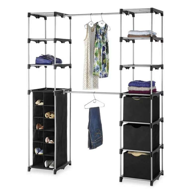 Deluxe Adjustable Closet Shelf System - 2 Rods