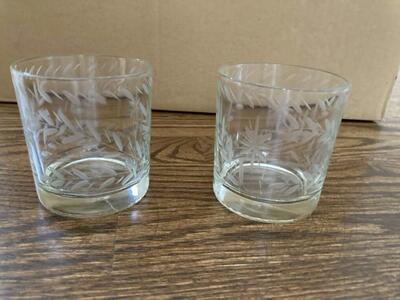 Set of 2 Cut Glass Cocktail Glasses