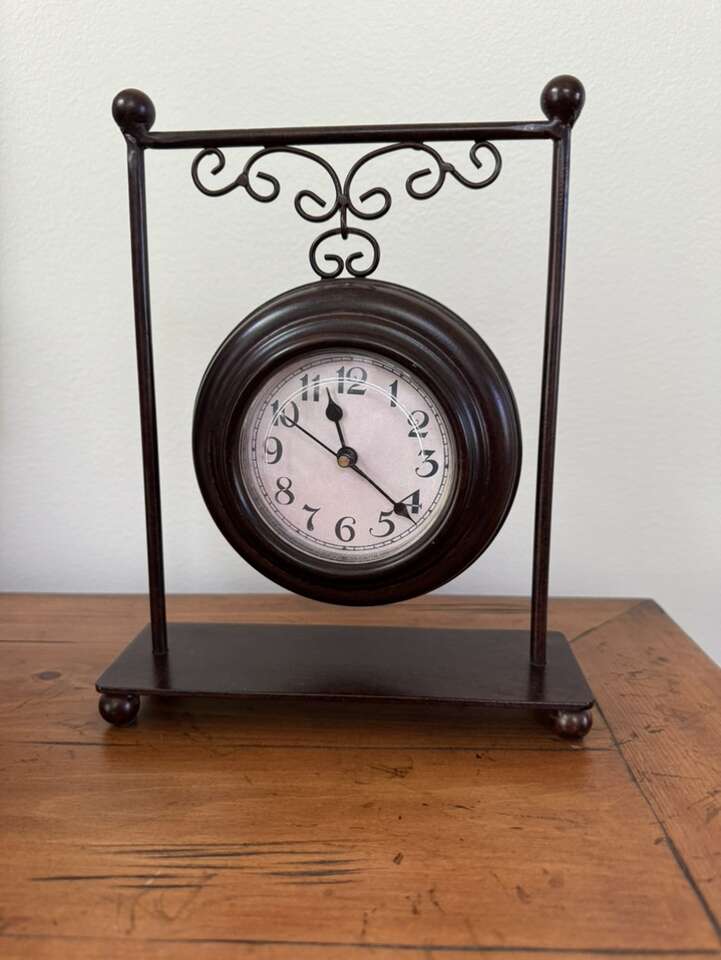 Decorative Brown Metal Table Clock