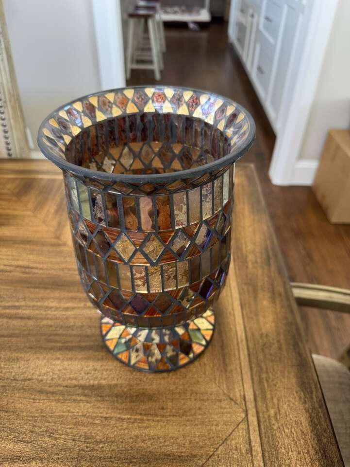 Mosaic Glass Vase Or Candle Holder