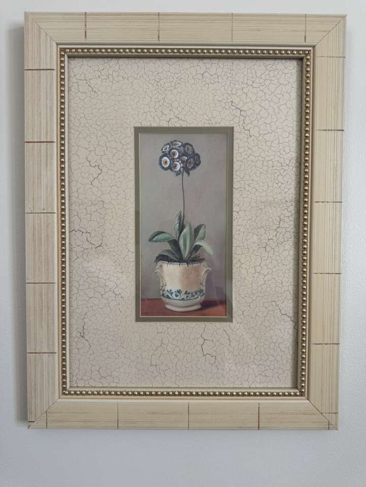Blue Hydrangea In Intricate Wood Frame